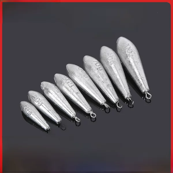 Willow leaf type lead pendant with ring long fishing Pendant Outdoor Fishing fish pendant pure electrolytic lead with scale lead pendant fishing gear wholesale
