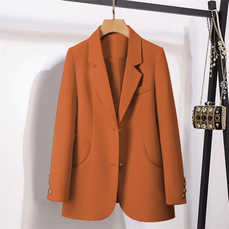 Orange Blazer for Women, Spring and Autumn, Korean Style, 2026 New Model, Elegant Casual Design, Niche Women's Suit