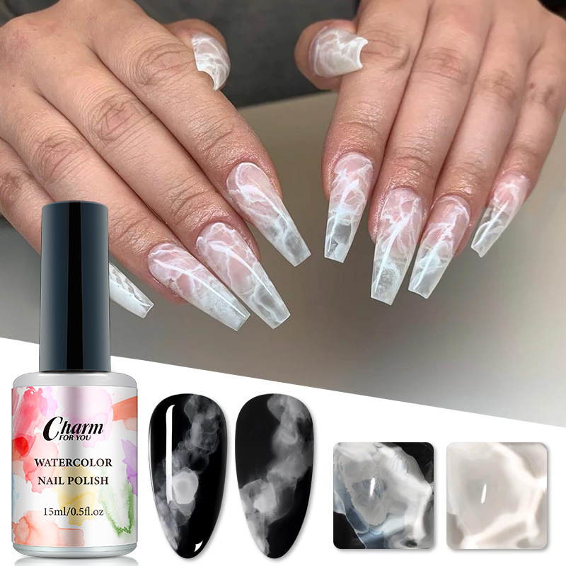 En stock al por mayor nuevas manchas de tinta japonesa líquido mágico color burbuja agua japonés esmalte de uñas pegamento gradiente uñas arte manchas líquido