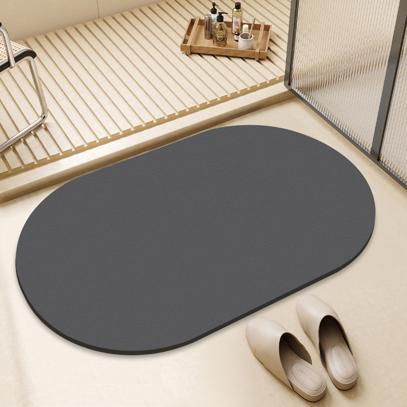 Tapis d'entrée de salle de bain uni, absorbant, à séchage rapide et antidérapant en diatomite, couleur transfrontalière._voghion.com