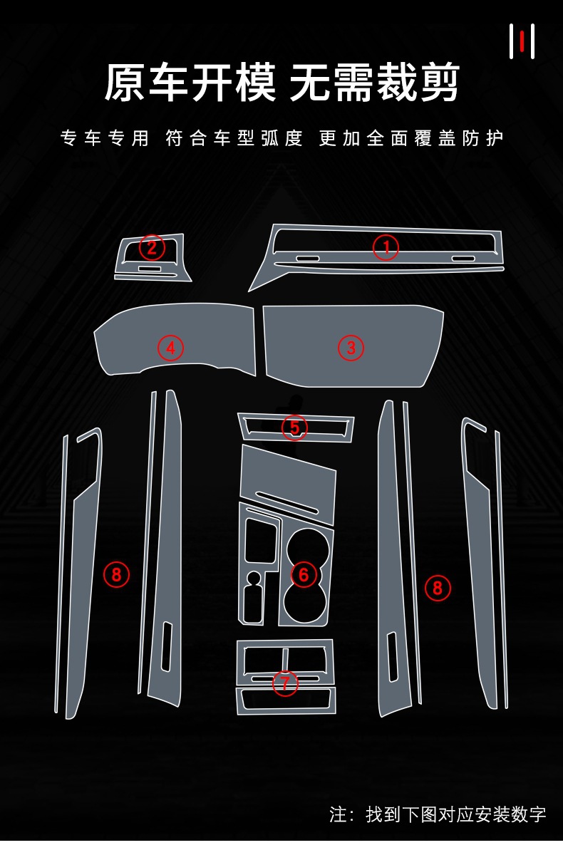 19-25 Volkswagen Touareg Central Control Gear Interior Stickers Car Supplies Modified Special Paint Transparent Tpu Protective Film