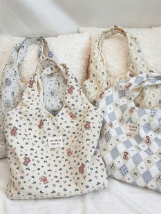 4613 South Korea Summer Embossed Cute Canvas Bag Niche Design Large Capacity Tote Bag Shoulder Underarm Bag