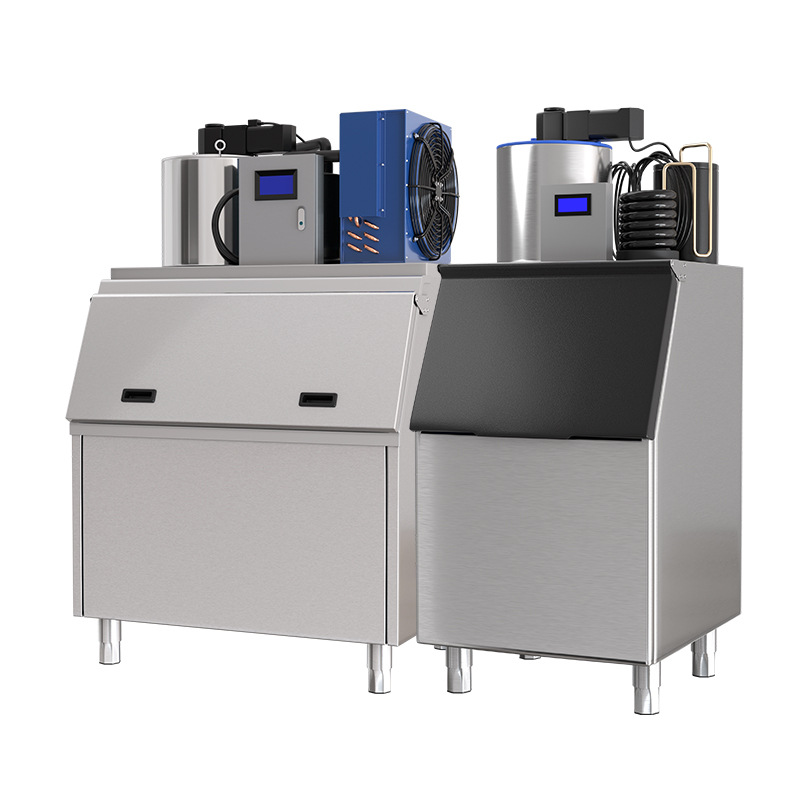 Gran máquina de hielo al por mayor, máquina automática de hielo de 200 kg, supermercado de mariscos, tienda de hot pot, máquina de hielo de escamas