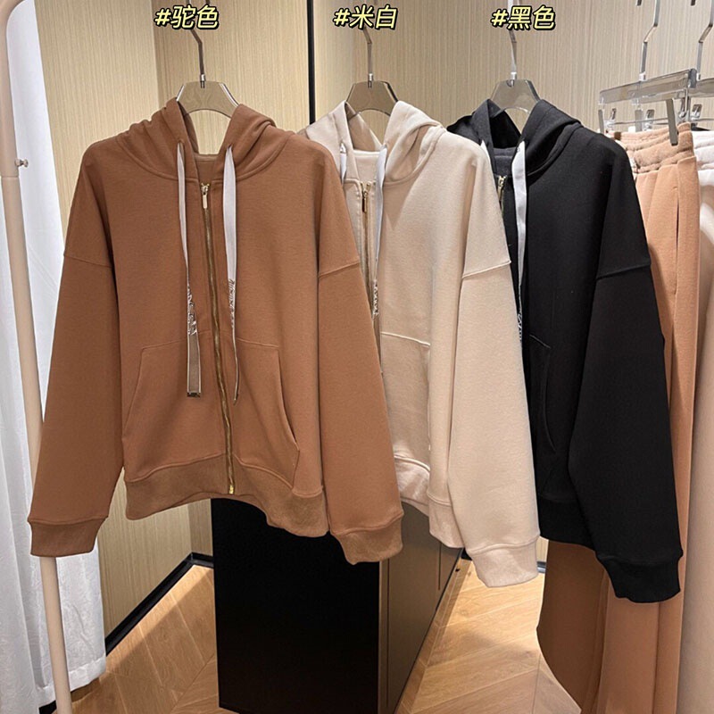 M Brand Same Style 2025 Autumn Women's Hooded Sweatshirt with Wide Drawstring, Sports Cardigan, Long-Sleeve Zip-Up Jacket M Brand Same Style 2025 Autumn Women's Hooded Sweatshirt with Wide Drawstring, Sports Cardigan, Long-Sleeve Zip-Up Jacket