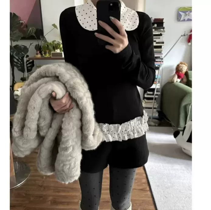 韩系学院风黑白波点娃娃领衬衫巨好看气质轻奢减龄洋气法式女上衣