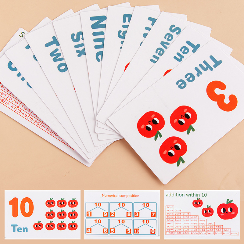 Escuela primaria de primer grado matemáticas útiles de enseñanza divertidos recoger manzanas juegos de cálculo útiles de enseñanza cognitiva temprana juguetes de madera digitales