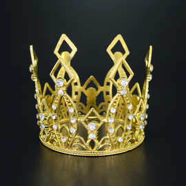 跨境头冠合金皇冠新娘皇冠鲜花黄冠装饰儿童走秀头饰生日蛋糕装饰