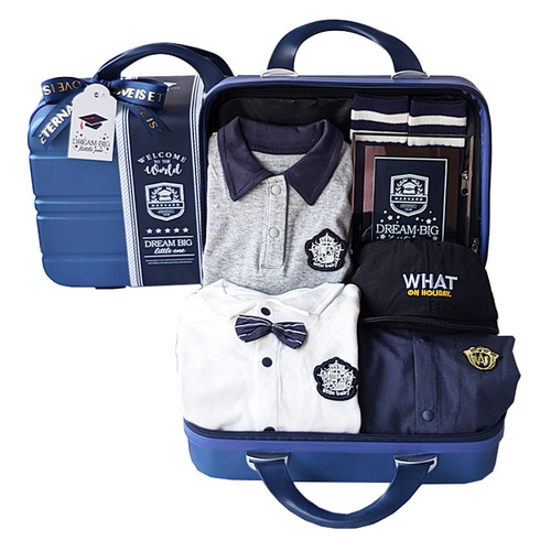 Infant Gift Box College Style Set for Newborn Baby Boy Spring Summer Autumn Winter Blue Full Moon 100th Day Birthday