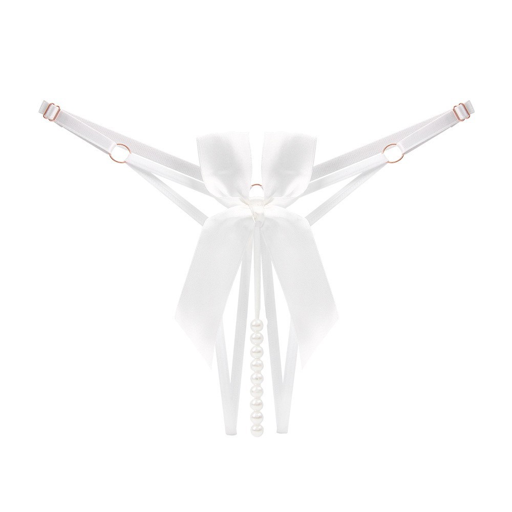 Women’s High-Waist Open-Crotch Pearl Massage Panty with Bow and Adjustable Straps — detail image 13