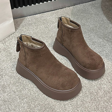 2025冬季新款女鞋短靴加绒短筒松糕厚底休闲马丁雪地靴一件代发