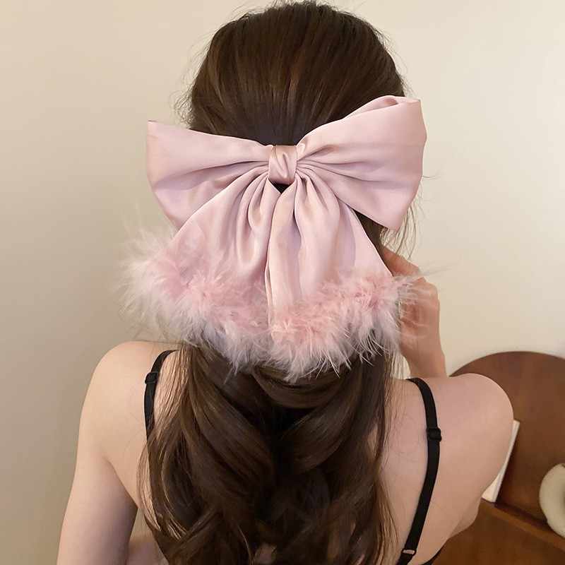Women's Simple Style Bow Knot Alloy Cloth Feather Hair Clip display picture 18