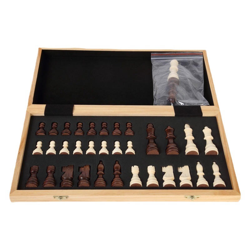 Tablero de ajedrez magnético de madera transfronterizo tablero de ajedrez plegable juego de ajedrez de inteligencia infantil damas occidentales backgammon