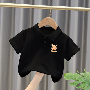Children's Summer Trendy Fashion Short-Sleeved Tops for Boys and Girls Cartoon Print Preppy Style Casual Polo Shirts Cross-Border Explosion