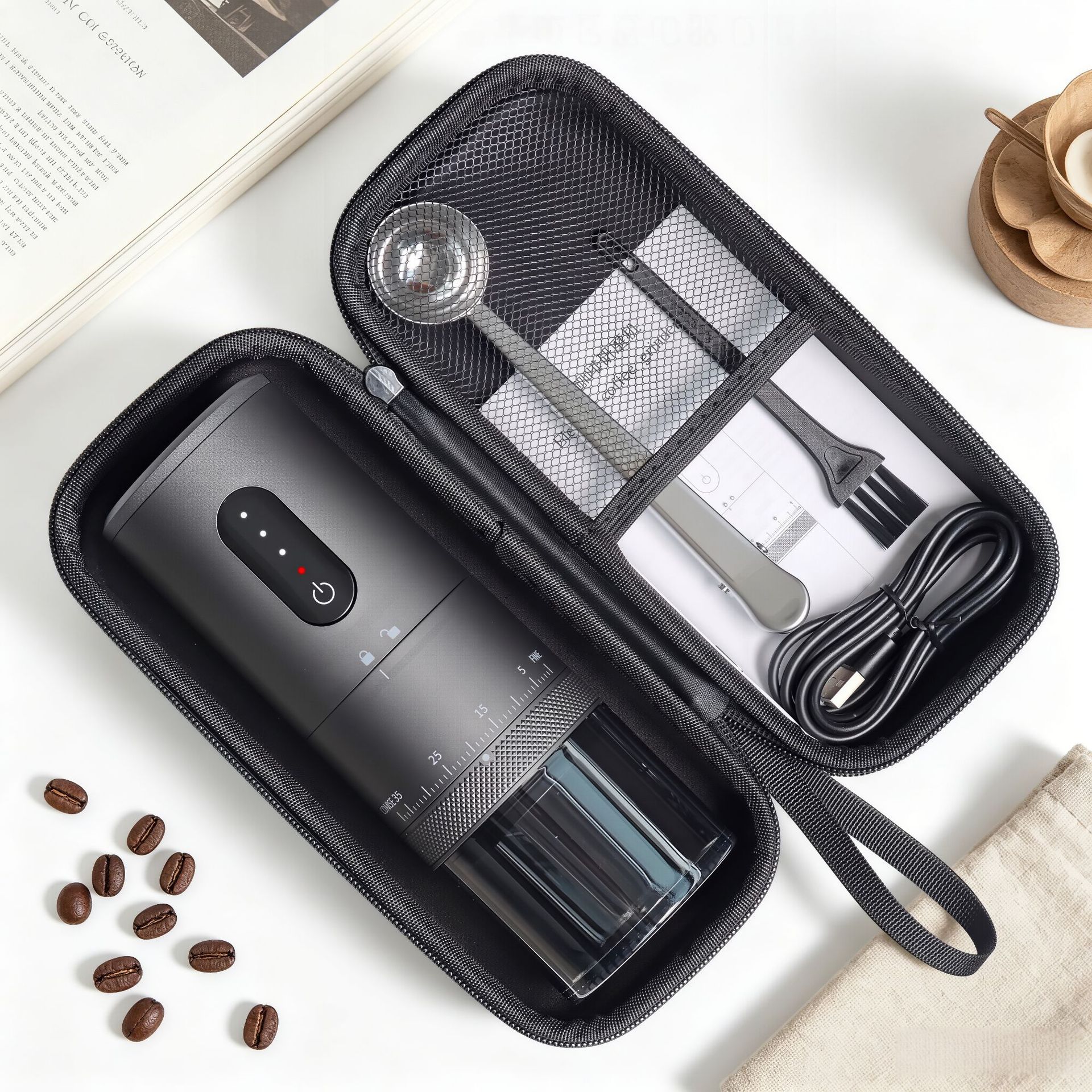 Molinillo de café eléctrico, molinillo de granos, molinillo de café en grano, molinillo totalmente automático, molinillo de café