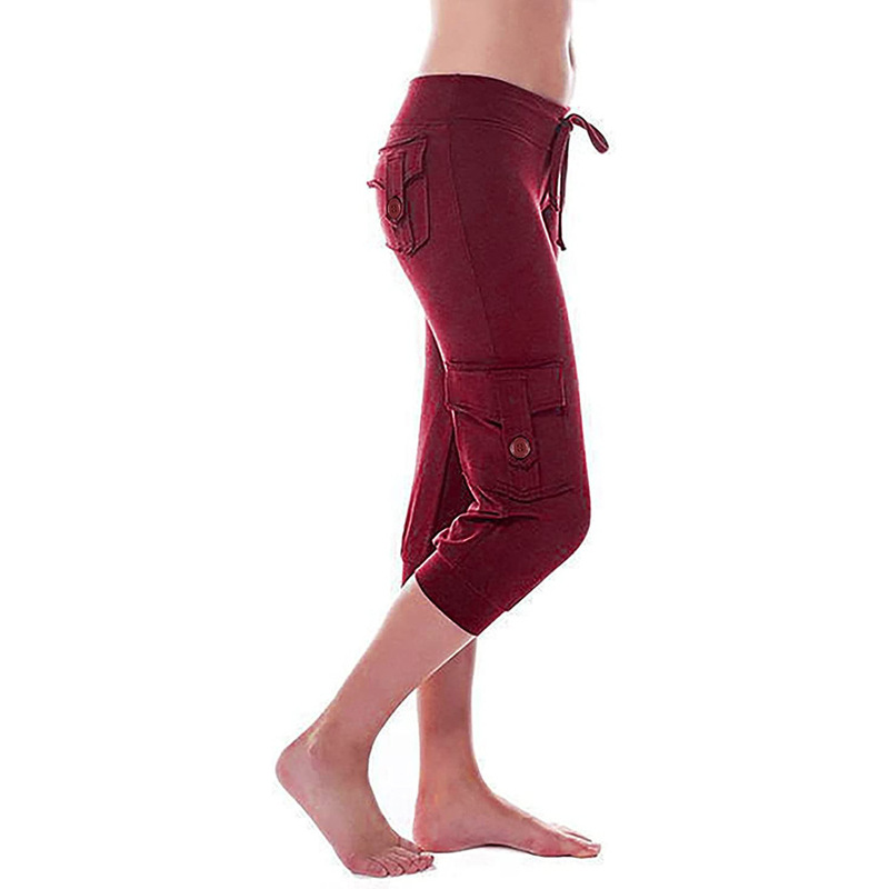 2023 Summer TEMU Amazon new source solid color multi-pocket lace-up cropped overalls women's casual pants 2023 Summer TEMU Amazon new source solid color multi-pocket lace-up cropped overalls women's casual pants