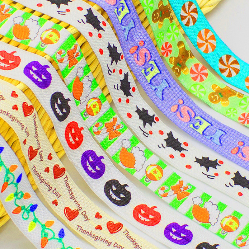 儿童节日印花松紧带 热转印弹力带 彩色图案印刷橡筋 内裤松紧带