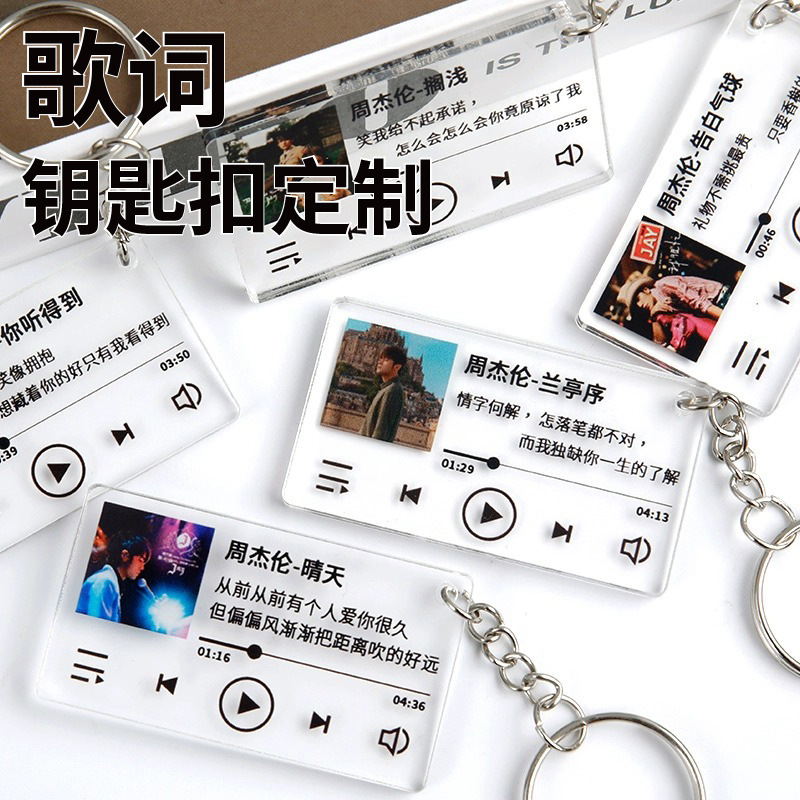 Zhang Jie Celebrity Album Lyrics Keychain Acrylic Pendant Custom-Made by the Era's Youth Idol Group, Trendy Car Key Accessory