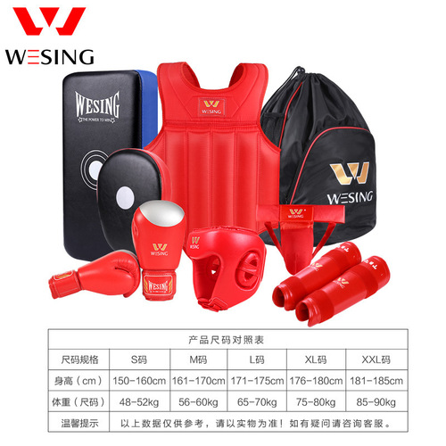 Nine Day Mountain Children's Sanda Protective Gear Set Adult Boxing Martial Arts Training Five-Piece Set Protective Gear Cross-Border