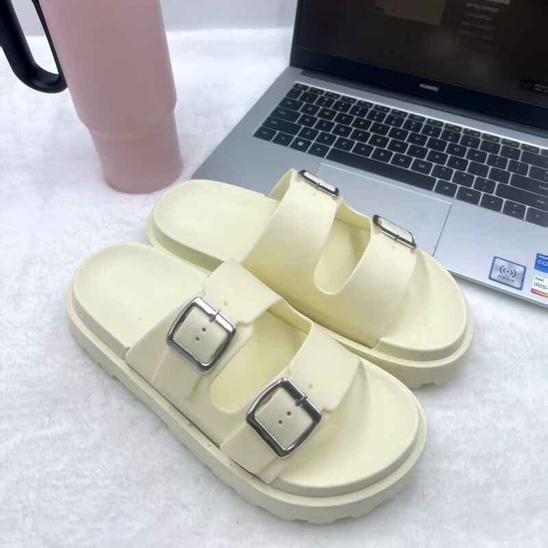 New Birkan Shoes Women's Summer Cross-border Fashion Casual All-match Student Soft Bottom Buckle Outdoor Beach Thick Slippers