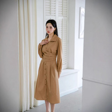 春上新【CH】意法设计感宽松简约小众法式优雅风匹马棉长袖连衣裙