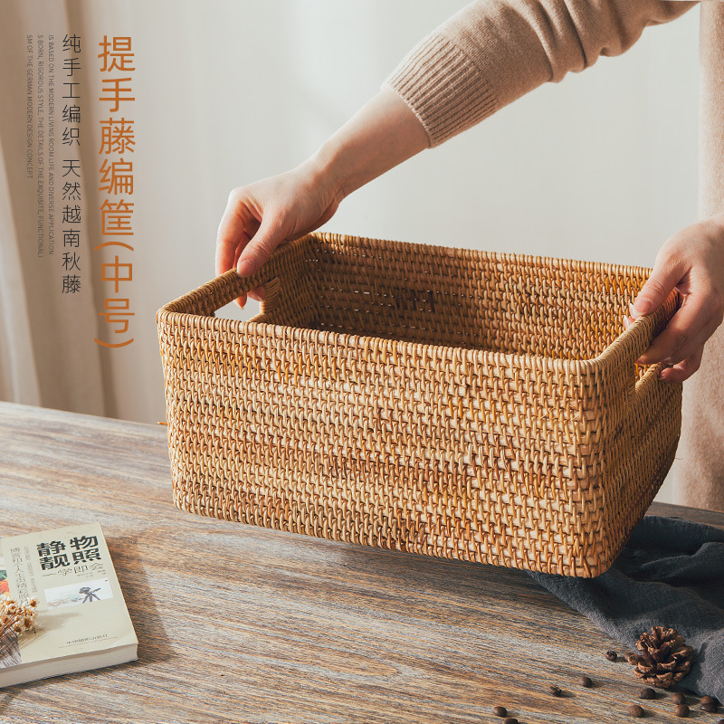 Cesta de almacenamiento de ratán, cesta de frutas, cesta para bollos al vapor, cesta de bambú para pan y refrigerios, cesta de picnic