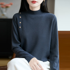高级感内搭半高领毛衣女2025新款宽松针织打底衫时尚洋气女装上衣