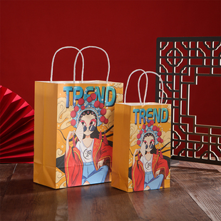 New Christmas Paper Bag Kraft Paper Gift Bag Handbag Exquisite Holiday Preferred Gift Bag 10 Pieces