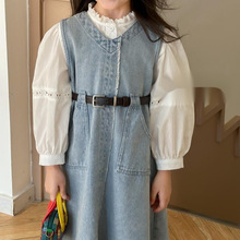 韩版套装裙儿童24春季新款女童洋气收腰牛仔背心连衣裙女宝两件套