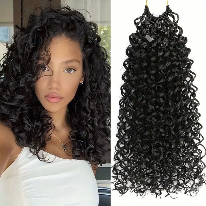 Synthetic Fiber Wig Minigogocrochethair African Two-Strand Small Curly Braids Crochet Celebrity Style Long Curly Hair