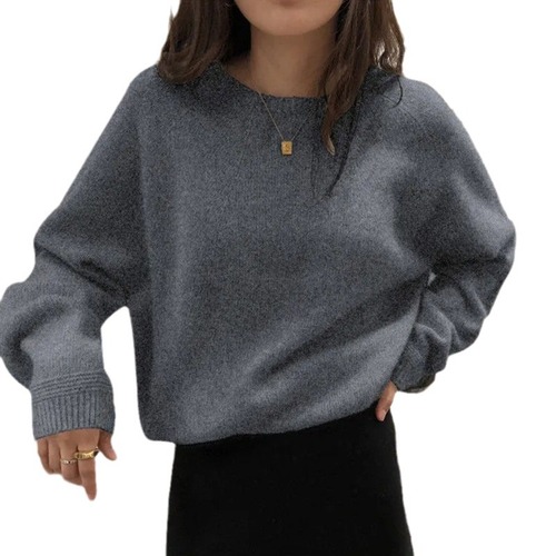 Women's Knitted Base Sweater for Spring and Autumn: Cozy, Stylish, Versatile, Loose-Fit, Casual Crew-Neck Pullover Perfect for Outfits