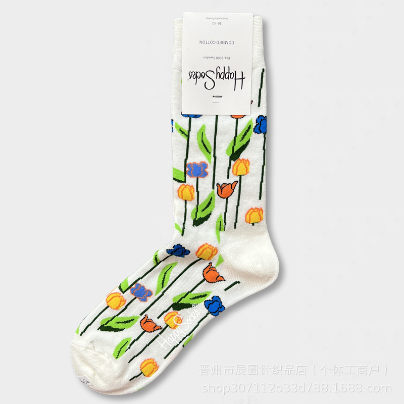 happysocks suecos calcetines de moda damas in-mode versátil animación calcetines de algodón de cintura alta al por mayor