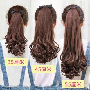 Wig ponytail women curly hair pear flower roll wig ponytail curly hair big wave strap realistic ponytail in stock wholesale
