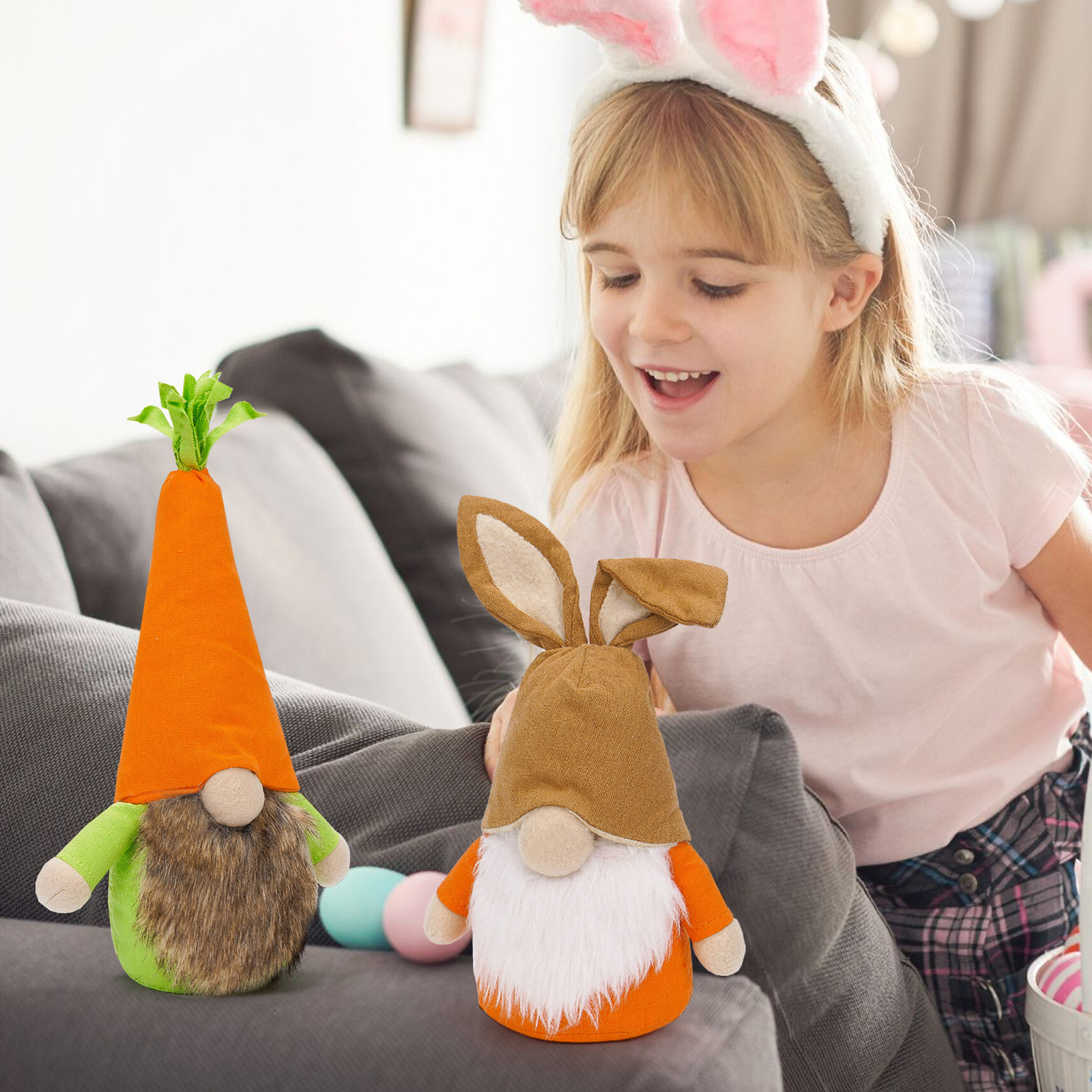 Cruz-frontera nueva muñeca de Pascua rábano conejo sombrero lindo muñeca Decoración Accesorios Para el hogar decoraciones de vacaciones