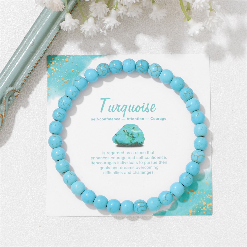 天然石ブレスレット弾力ロープビーズ6mm青松石紫水晶黄水晶帯カードセット手串卸売り