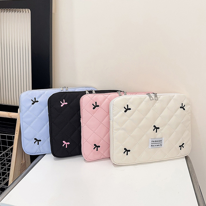 Arco coreano tablet computadora portátil lindo ins bordado universal bolso de mano casual personalidad
