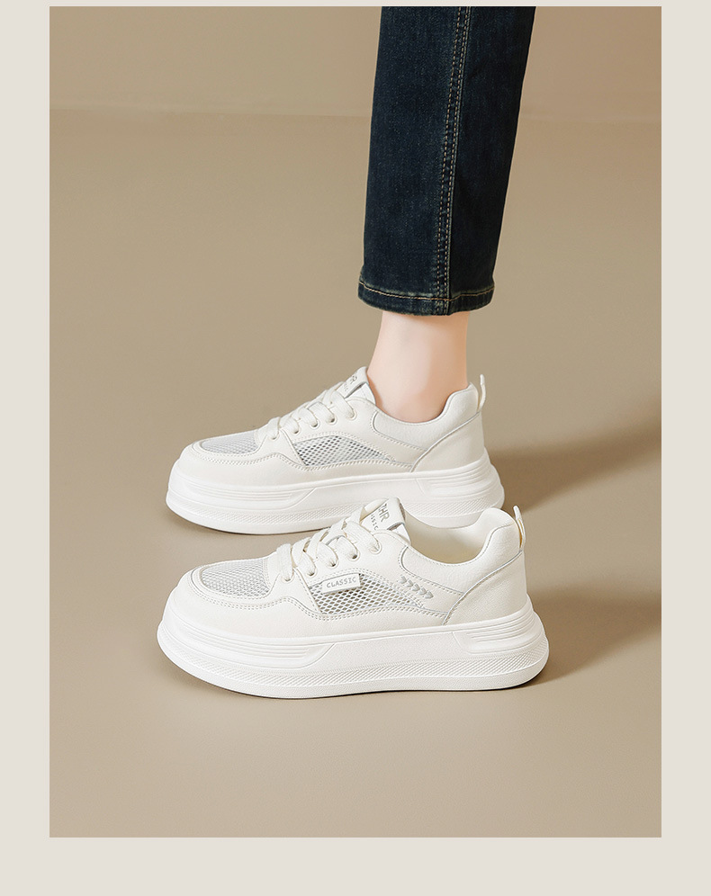 Giày sneaker nữ chunky đế dày tăng chiều cao 4cm, lưới thoáng khí siêu nhẹ — AL35E mét màu bạc chi tiết 14