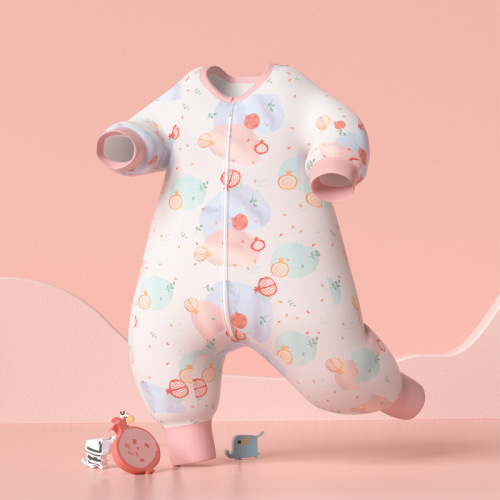  Newborn Baby Leg-Up Sleeping Bag Spring and Summer Pure Cotton Gauze Children's Sleeping Bag Front Four Back Two Cartoon Anti-Kick Blanket