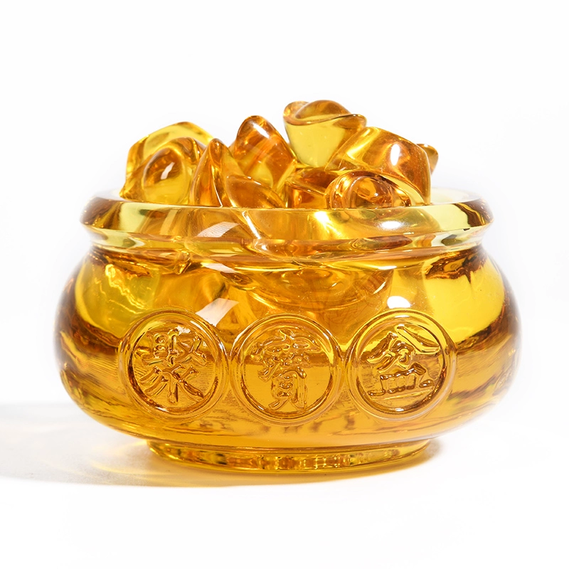 Желтая хрустальная чаша с сокровищами, украшения, слиток, украшения для дома, гостиной, копилка с сокровищами, подарок на новоселье