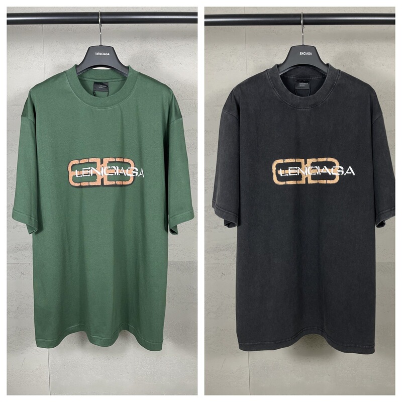 Correct Version. Paris B Short-Sleeved. 2025 New Autum Double B Ring Logo Printed Loose Men's and Women's T-Shirt