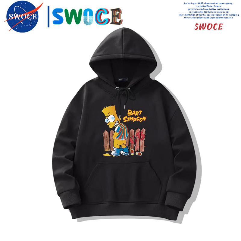 Simpsons Animation Surrounding Hooded Sweatshirt Men's Spring and Autumn Teenager Fashion Brand Loose Long-sleeved Jacket