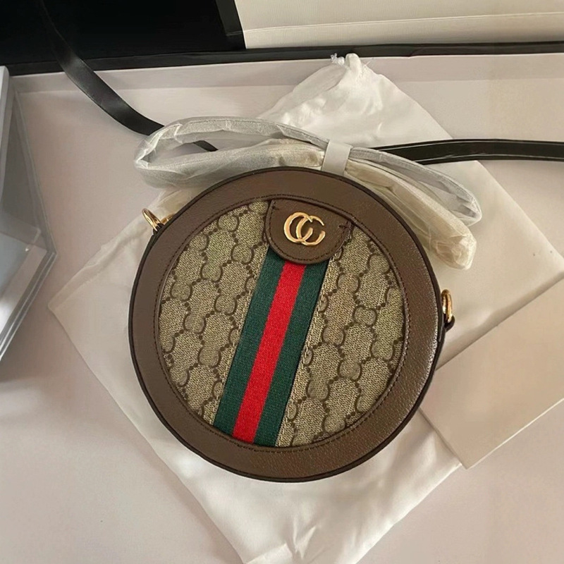 Classic ophidia Series Round Pancake Bag Old Flower Universal Shoulder Crossbody GG Women's Bag Double G Mini 1955