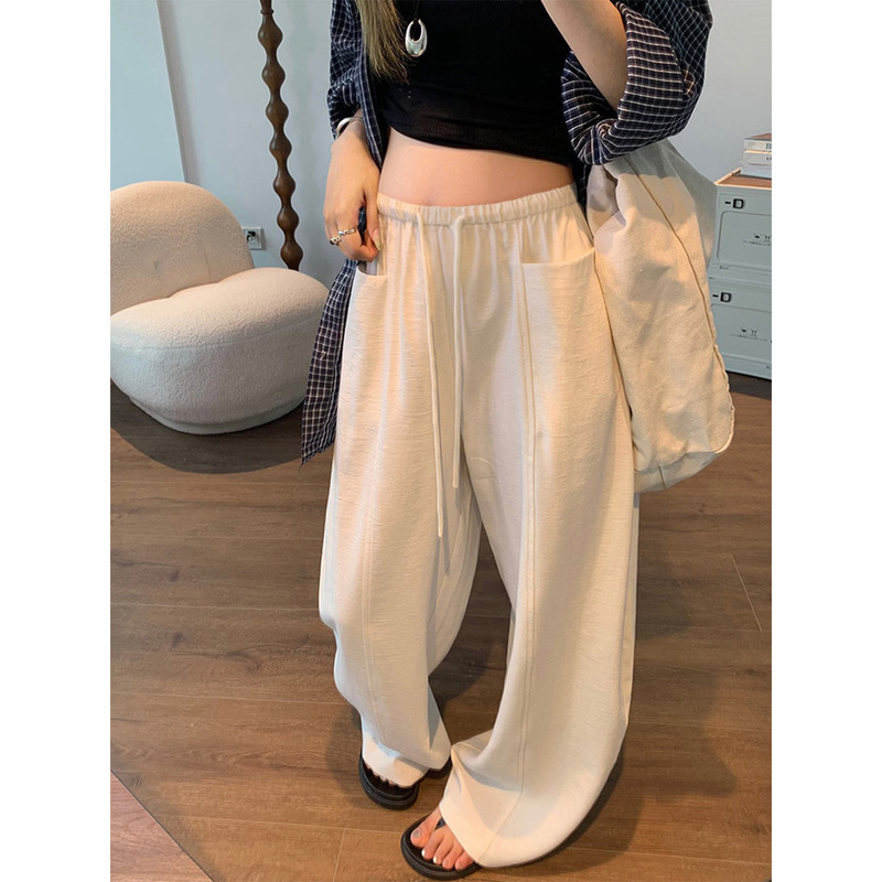 Real Shot of Maternity Pants for Spring and Summer, Thin Style for Outerwear, 2026 New Model, Linen, Non-Tightening on the Belly during Pregnancy, Wide-Leg Pants, Long Pants