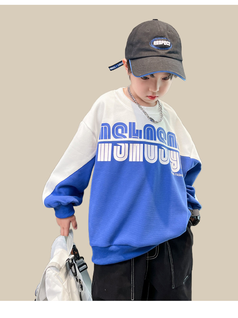 Sweat à capuche garçon à manches longues style color block_voghion.com