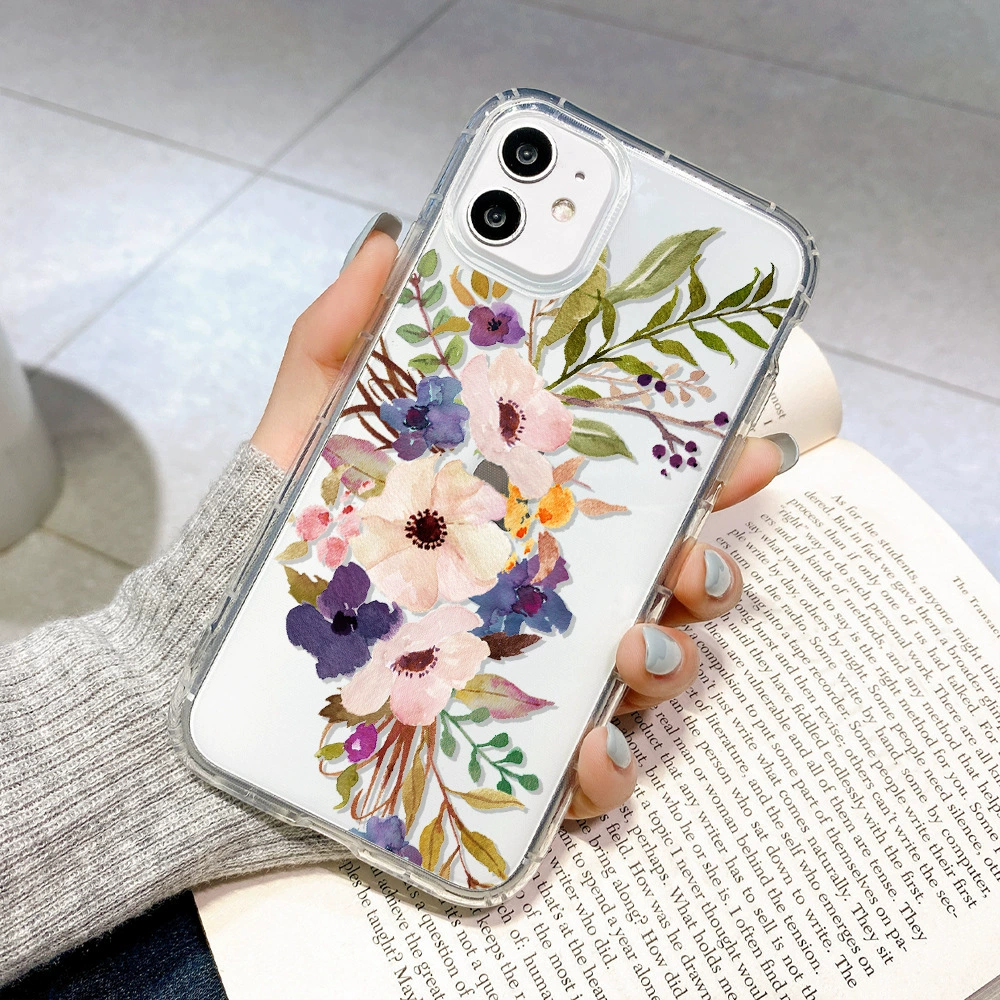Apple, свежий совместимый чехол для телефона, iPhone13 Pro, прозрачный гибкий тыль, цветы, iphone, оптом