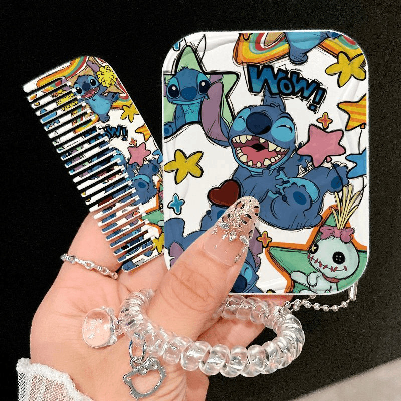 Cute gato pequeño espejo de dibujos animados espejo de maquillaje portátil alto valor facial estudiante de mano plegable espejo de maquillaje mujer