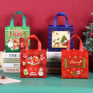 Amazon New Christmas Gift Packaging Bag for Children Non-woven Bag Plaid Snowman Christmas Gift for the Elderly