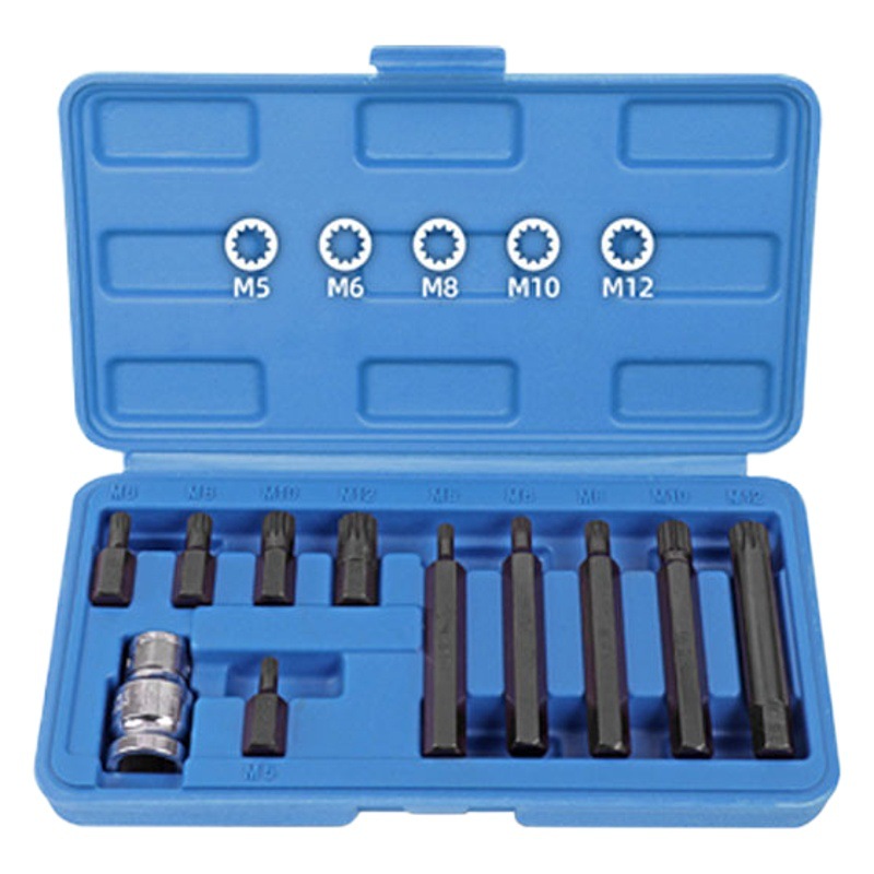 Juego de destornilladores tipo M de 11 piezas, superventas transfronterizo, juego de puntas de destornillador de 12 puntos, puntas de destornillador M5-12, juego de herramientas para reparación de automóviles