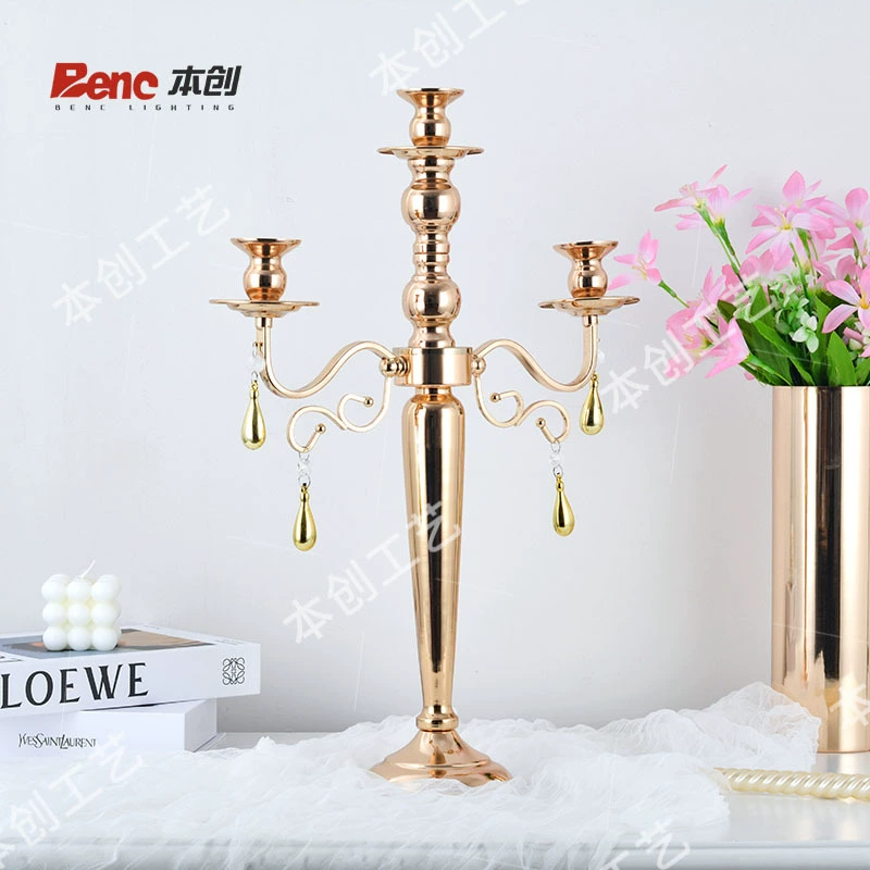European iron candlestick, golden metal candlestick, retro candle cup, table decoration, crafts, butter lamp