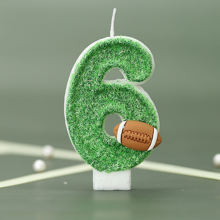 Vela de cumpleaños digital niño rugby pastel vela verde fresco deportes serie Vela productos transfronterizos