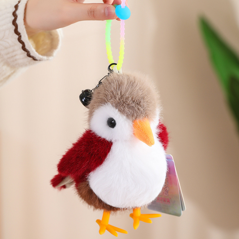 Muy bebé simulación pájaro tetas muñeca suave loro lindo llavero colgante campana regalo bolso accesorios